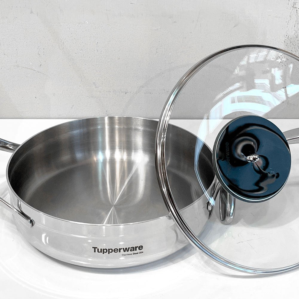 タッパーウェア Tupperware マストロクックウェア Mastro Cookware 24cm 2.8L 片手鍋 サイドハンドル付 ガラス蓋付 ステンレス アルミニウム アメリカ ■