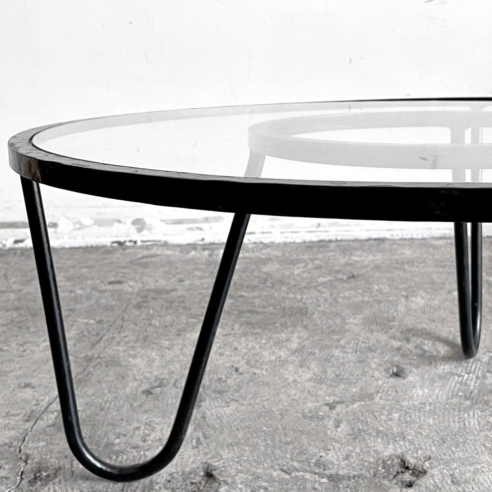 アトリエマテゴ Atelier Mategot ベルビュー コーヒーテーブル Bellevue coffee table ローテーブル ガラス天板 Φ70.5cm マシュー・マテゴ フランスビンテージ ミッドセンチュリー ■