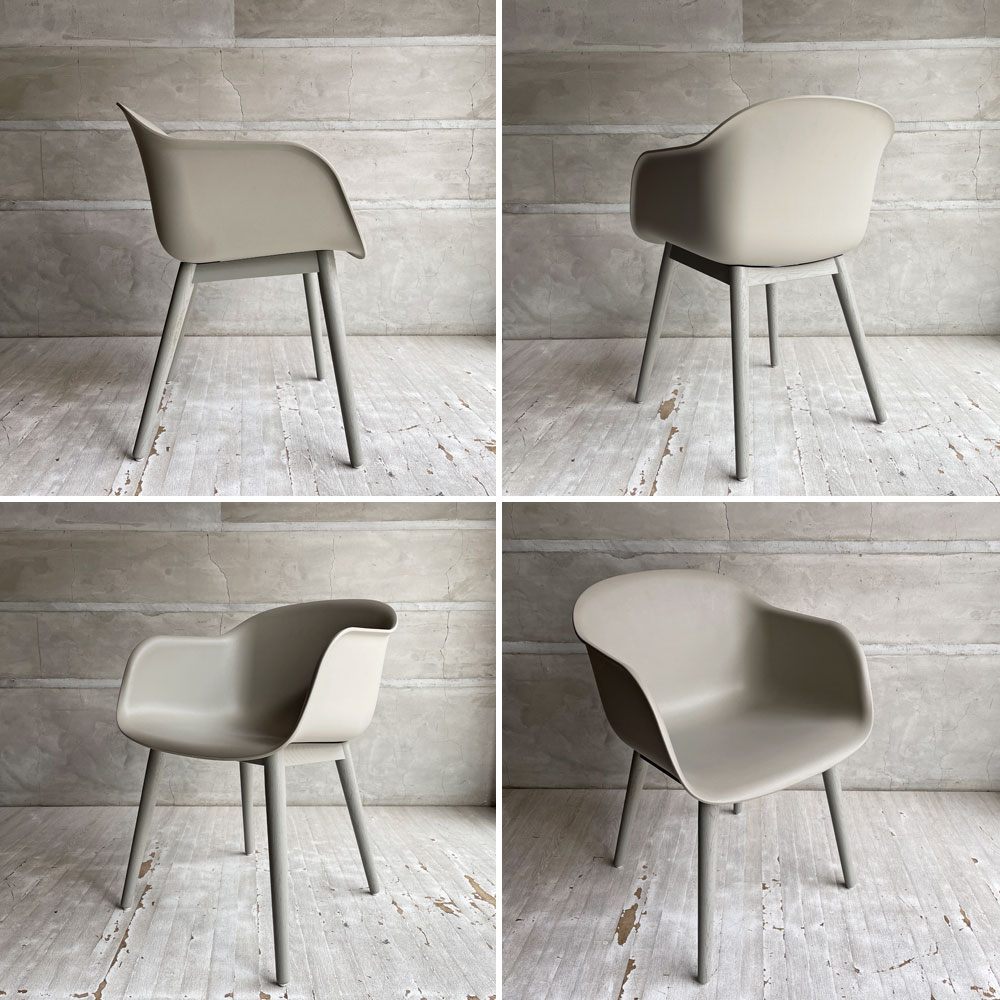ムート Muuto ファイバー アームチェア ウッドベース FIBER ARM CHAIR WOOD BASE ファイバーシェル グレー オーク材 北欧モダン 定価￥84,700- ♪