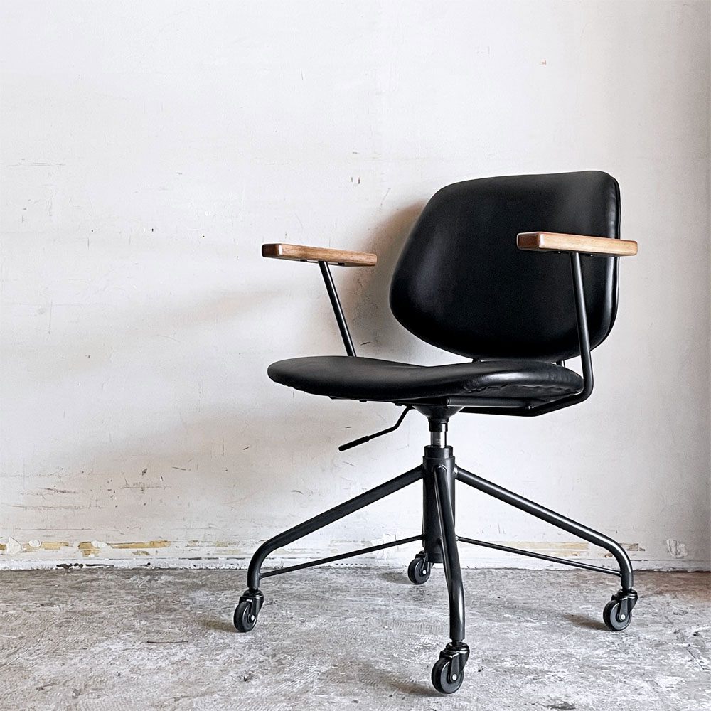 クラッシュゲート CRASHGATE ノットアンティークス Knot Antiques アボック ABOCK デスクチェア ブラック オーク材 肘付き 展示美品 ■
