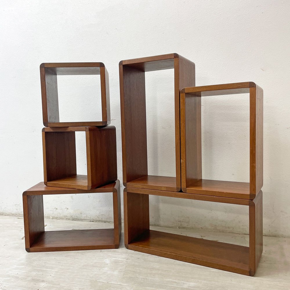 木製ユニットシェルフ ボックスシェルフ オープンシェルフ 飾り棚 S×2・M×2・L×2 6点セット 無垢材 ●