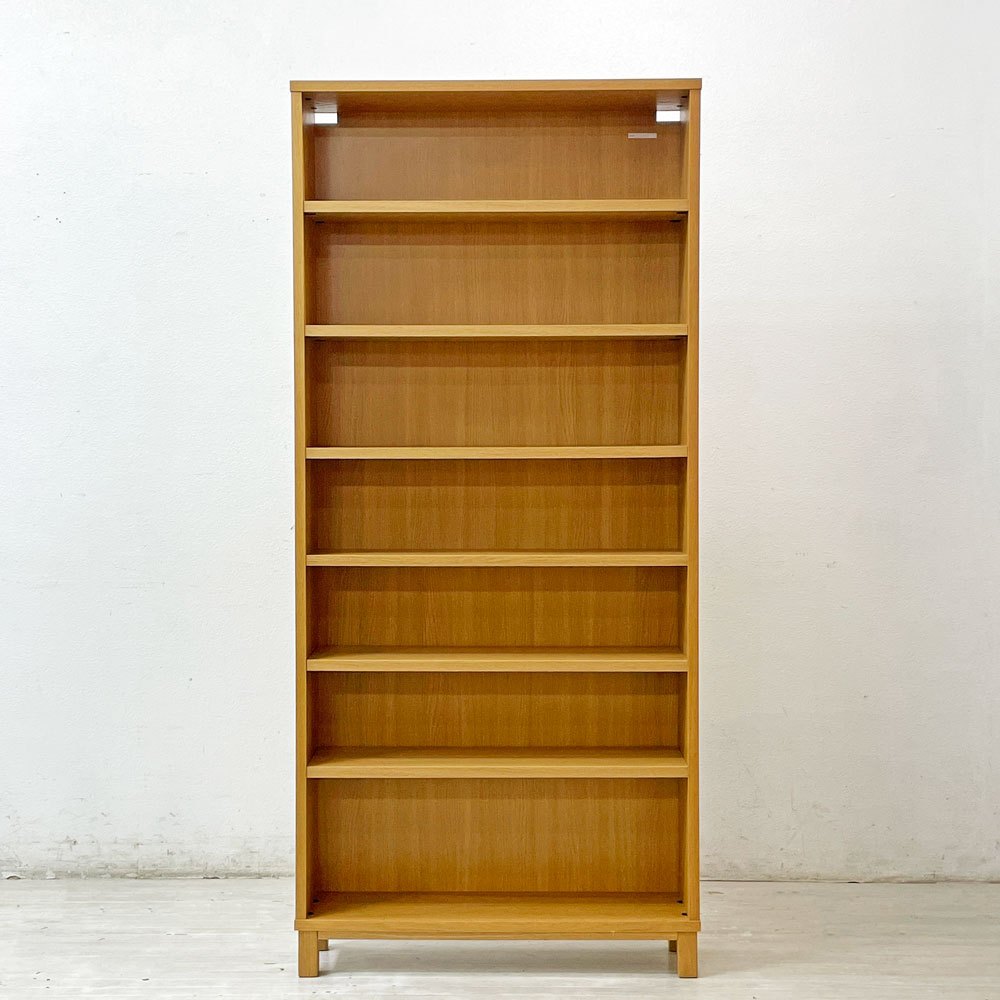 無印良品 MUJI オーク材 薄型ラック ワイド大 W80×D22×H175.5cm 6段 本棚 ブックシェルフ 廃番 ●