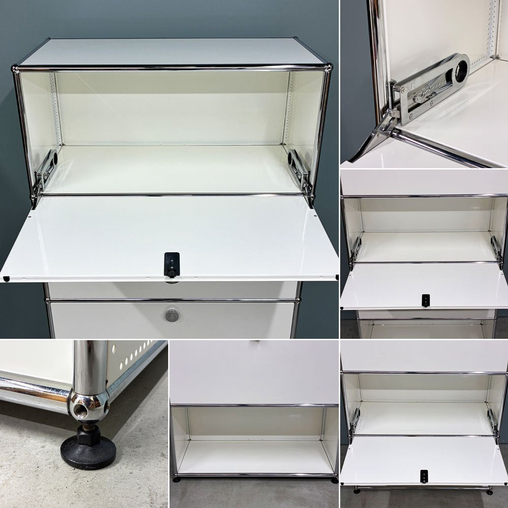 ユーエスエムハラー USMハラー USM Haller キャビネット シェルフ 1列4段 オープン ドロップダウンドア ピュアホワイト スイス モダン 定価￥326,578- ◎