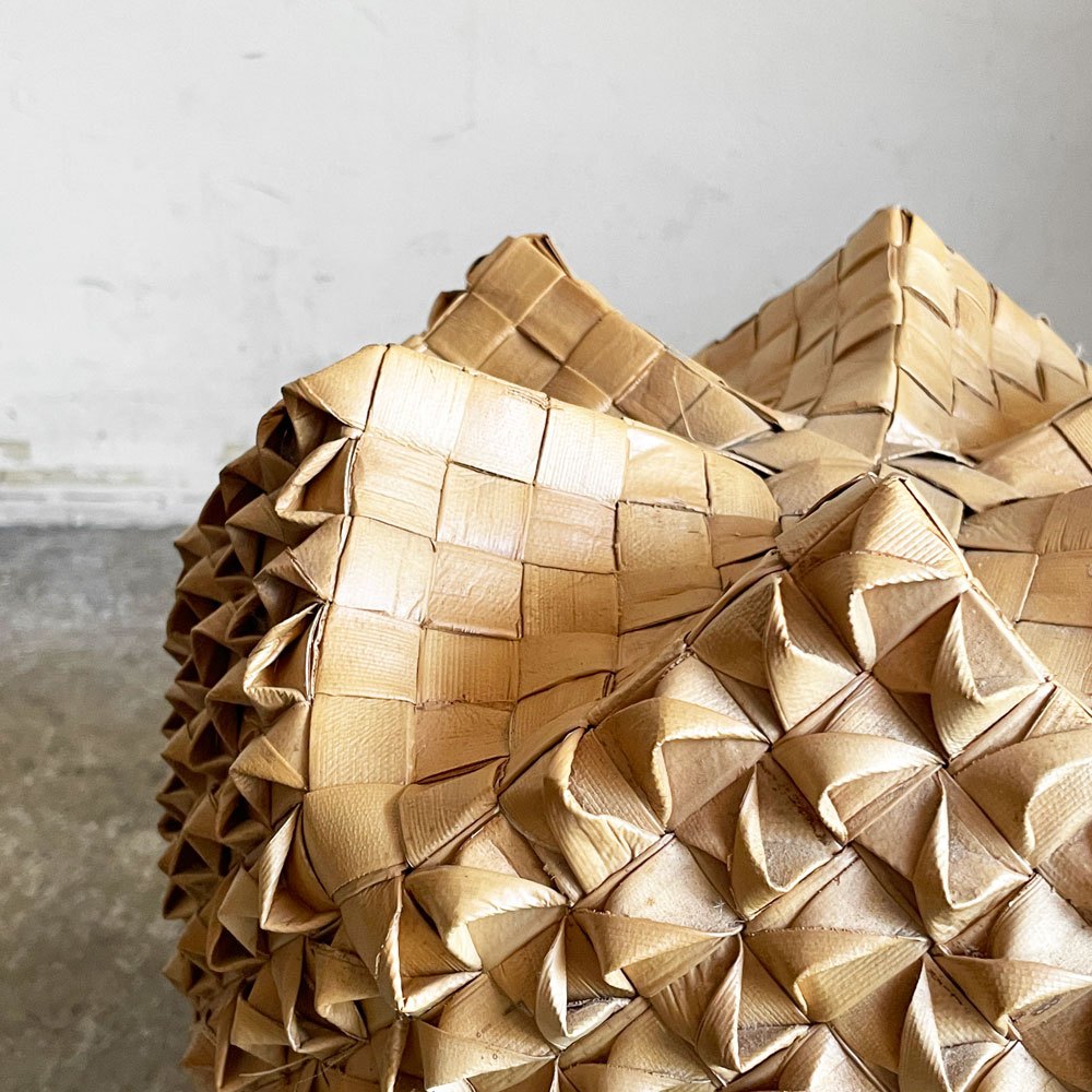 ラウハラ バスケット 収納ケース ハワイアンビンテージ 手編み 伝統工芸 ■