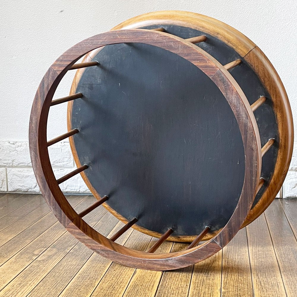 クラフトファニチャー Craft furniture 陶磁器天板 ローテーブル 花台 ラウンド モザイクトップ ◎