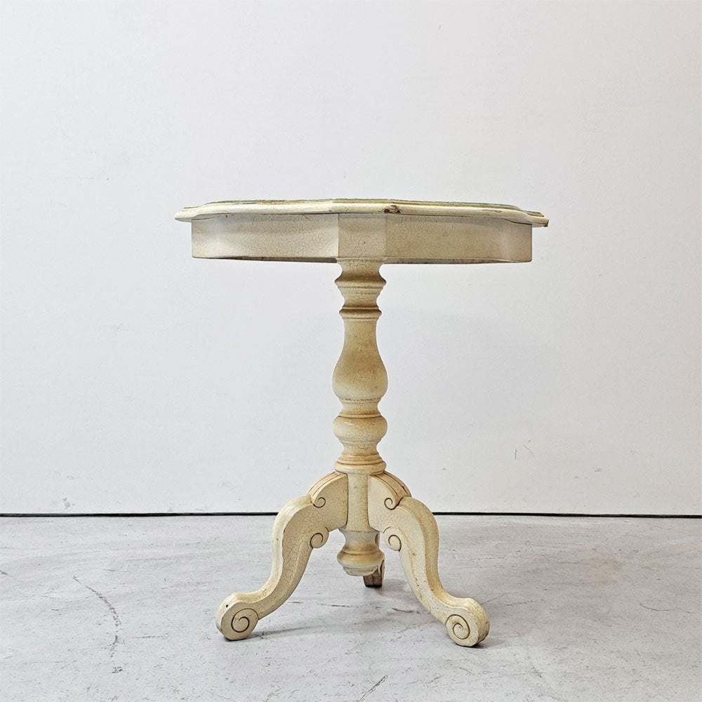 ヨーロピアンクラシカルデザイン European Classical センターテーブル 猫脚 ハンドペイント ボタニカル柄 W55cm ロココ調 イタリア製 ●