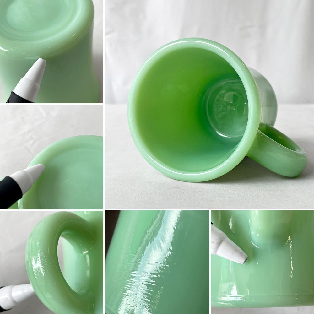 ファイヤーキング FIRE KING チョコレートマグ ジェダイ JADE-ITE Cハンドル ミルクガラス 1952～55年 USビンテージ アンカーホッキング A ◇