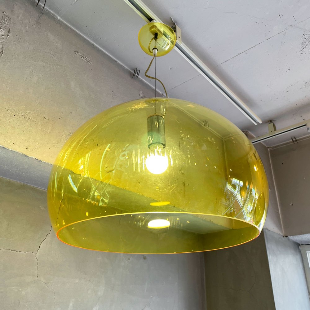 カルテル Kartell フライ FL/Y FLY ペンダントライト イエロー φ52cm フェルーチョ・ラヴィアーニ イタリア スペースエイジ ♪