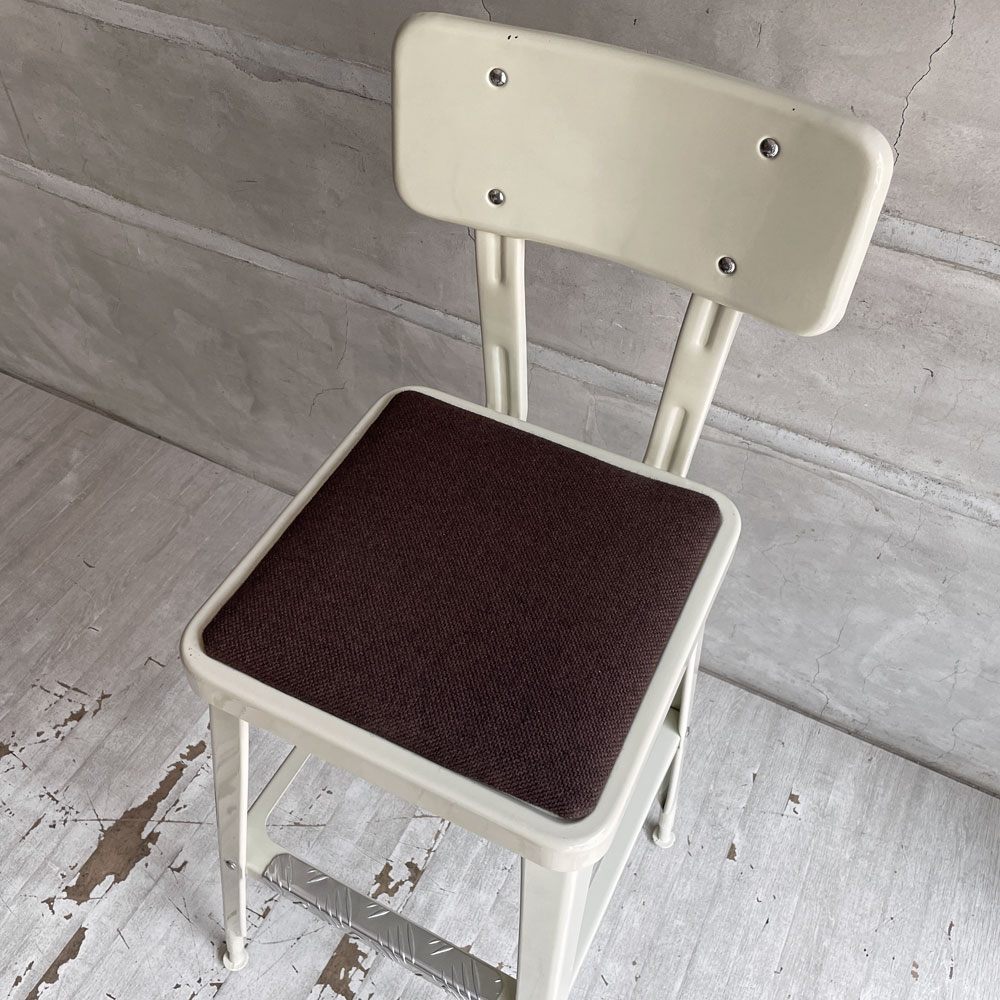 ダルトン DULTON スタンダードバーチェア Standard bar chair ハイチェア アイボリー スチール×ファブリック USビンテージスタイル 座面張替え済 参考定価¥28,600- A ♪