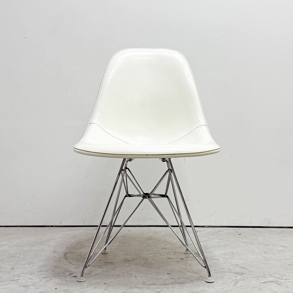 ハーマンミラー Herman Miller サイドシェルチェア サード 3rd FRP PVCレザー パーチメント ロータイプ エッフェルベース イームズ ビンテージ 現状品 ●