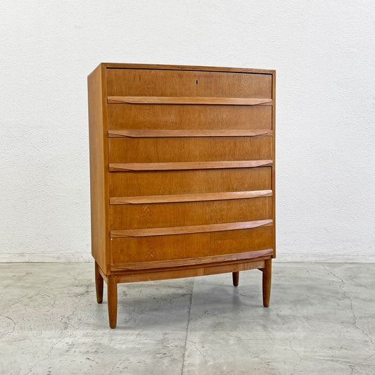 エイチ・シー・モブラー H.C.Mobler オーク材 6段チェスト 鍵無し Oak wood six-drawer chest 抽斗6杯 ナチュラル デンマークビンテージ〓