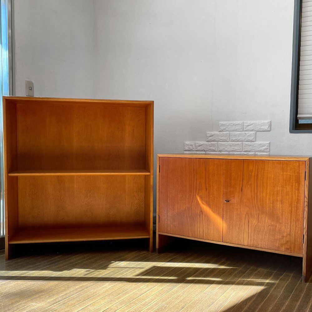 RY Mobler システムボード RY15＋RY5 W100cm チーク材 オーク材 オープンシェルフ＋キャビネット ハンス・J・ウェグナー Hans J Wegner 北欧ビンテージ ◎