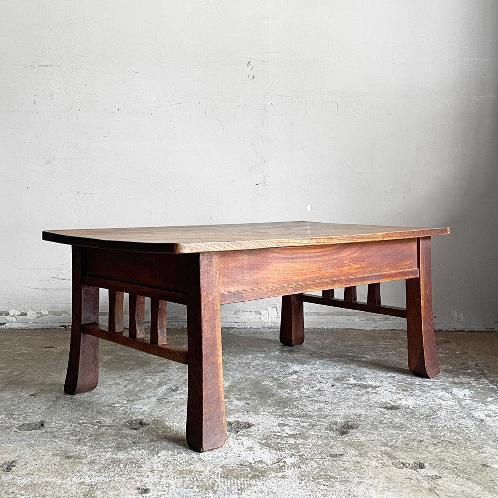 ジャパンビンテージ Japan Vintage 文机 座卓 ローテーブル 木製 抽斗2杯 時代家具 和家具 古道具 ■