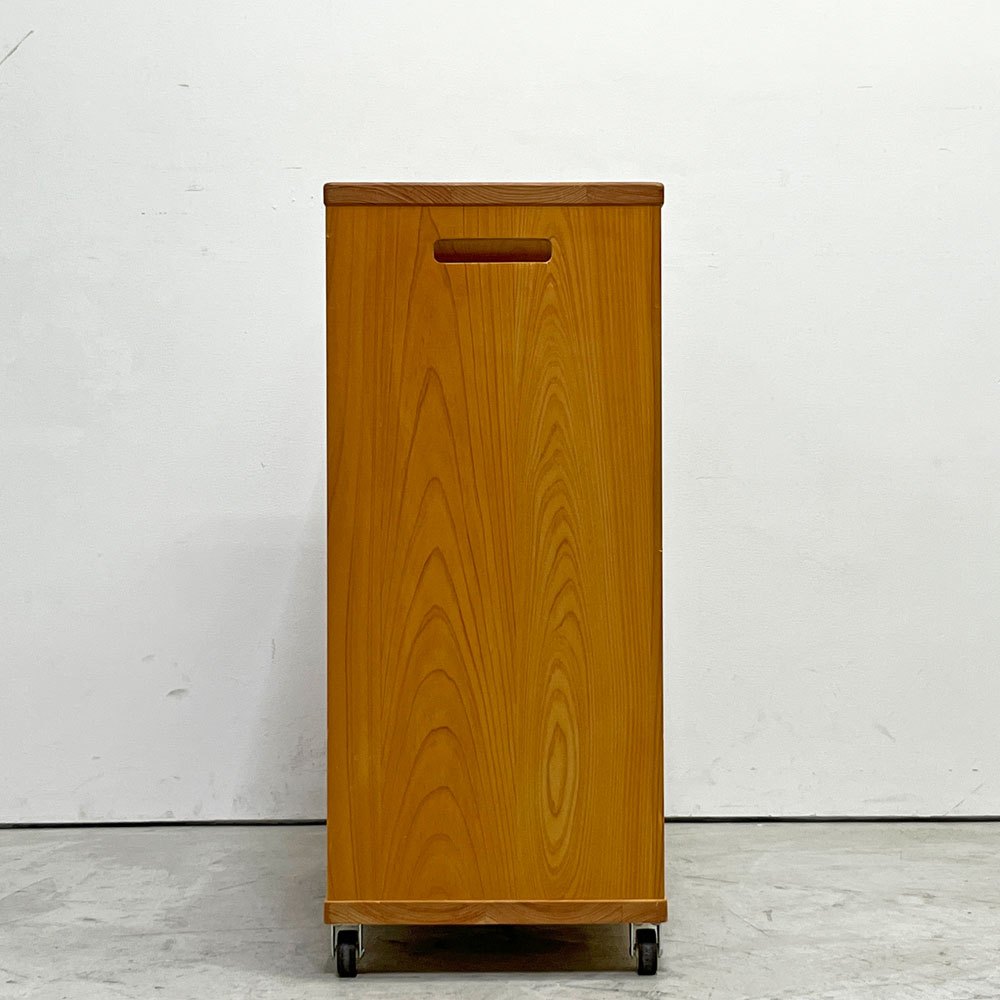 キシル XYL オープンワゴン ハイ ストレージBOX付き キャスター付き 国産ひのき無垢材 W50xD29xH70cm ●