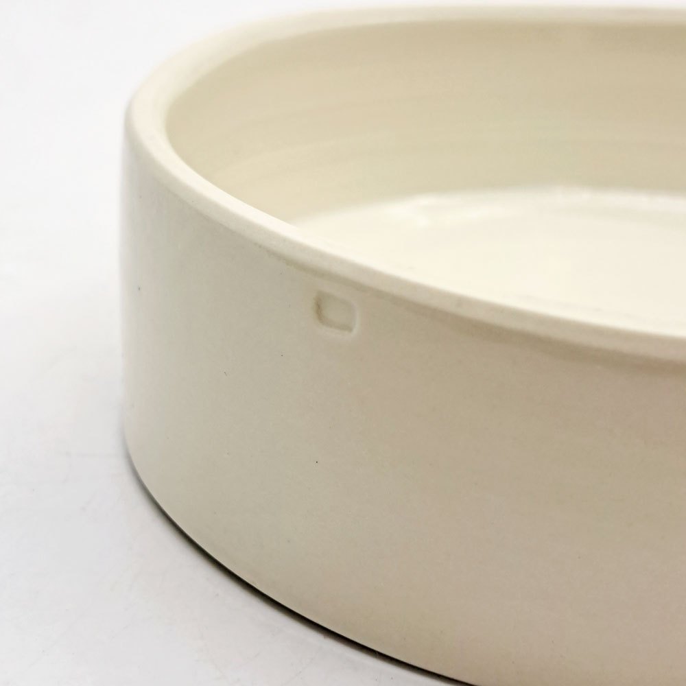 岩田哲宏 台皿 コンポート皿 半磁器 白 透明釉 Φ12cm 現代作家 ●