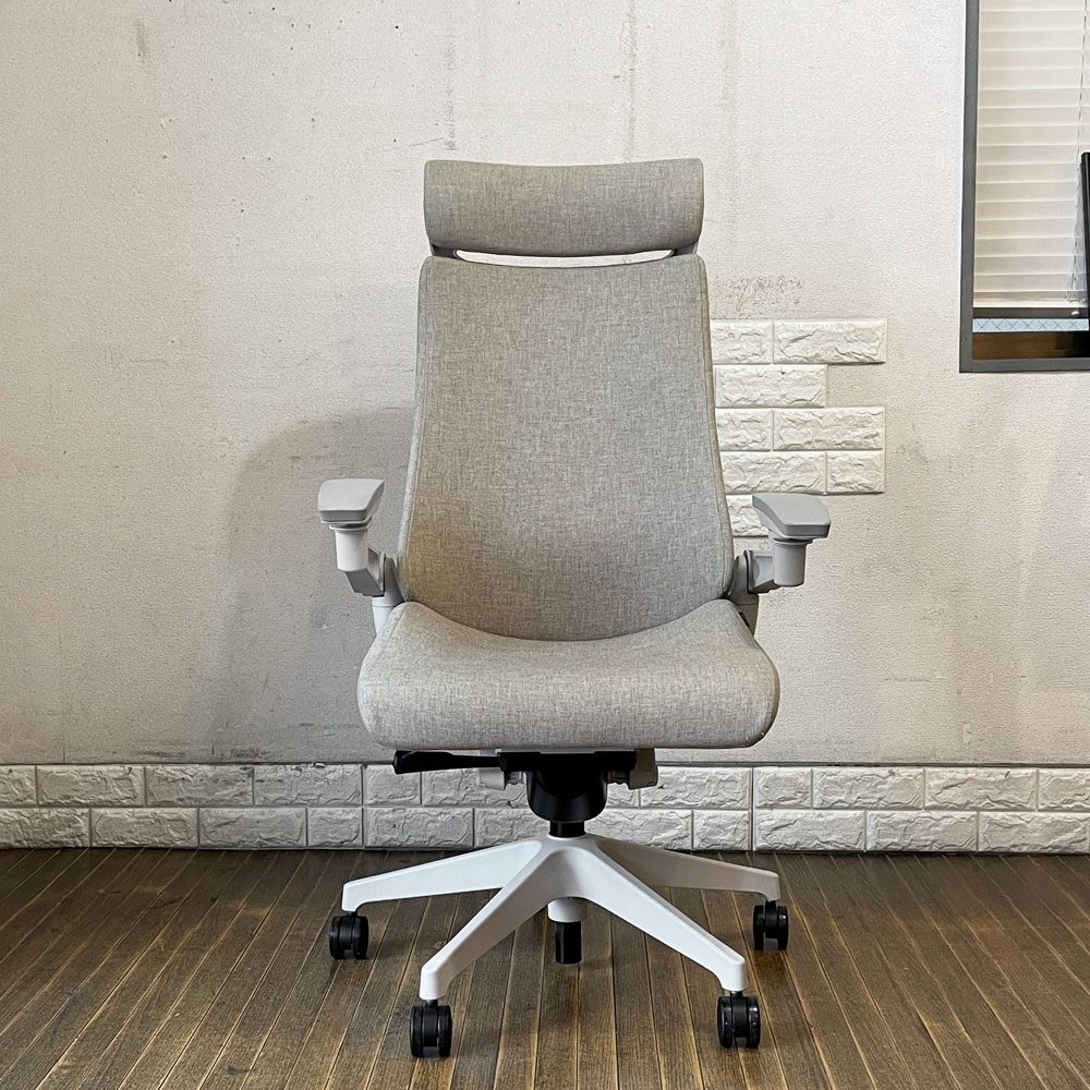 イトーキ ITOKI アクトチェア ACT chair エクストラハイバック ランバーサポート デスクチェア 布張り ホワイトグレー 2019年製 参考定価 ¥211,530- ◎
