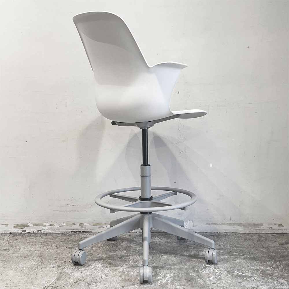 スチールケース Steelcase ノード ファイブスター スツール Node FIVE-STAR STOOL ハイチェア オフィスチェア キャスター 製図チェア ホワイトター ■