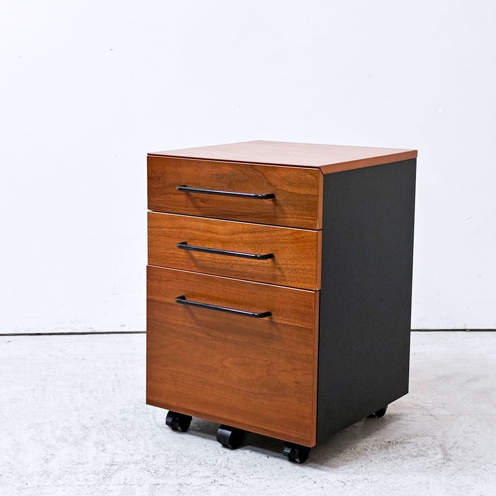 大川家具 東馬 TOHMA FURNITURE レガリー LEGARY デスクワゴン 3ドロワー ウォールナット材 スチール ●