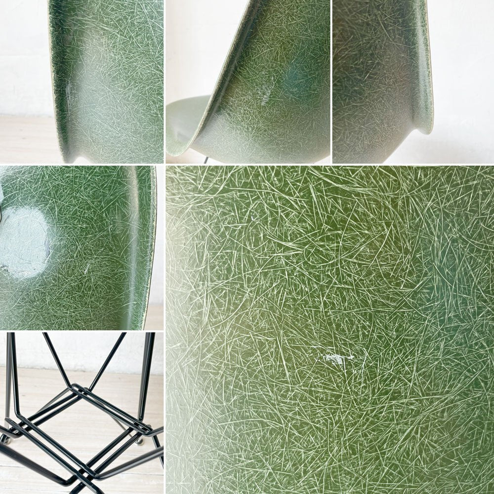 ハーマンミラー Herman Miller 2nd ビンテージ サイドシェルチェア FRP製 オリーブグリーン エッフェルベース C&R イームズ ミッドセンチュリー ★