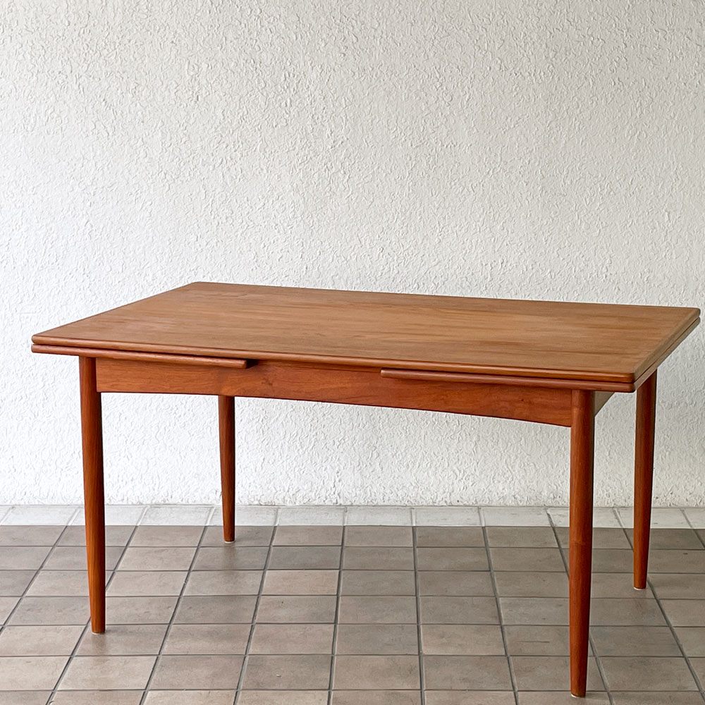 北欧ビンテージ vintage チーク材 エクステンションダイニングテーブル W140-195-250cm 伸長式 HIKE購入品 ◇