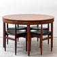 フレムロジェ Frem Rojle ディネッテ Dinette エクステンション ラウンド ダイニングテーブル & ダイニングチェア 4本脚×4脚 計5点セット ハンス・オルセン Hans Olsen 北欧家具 ビンテージ ●