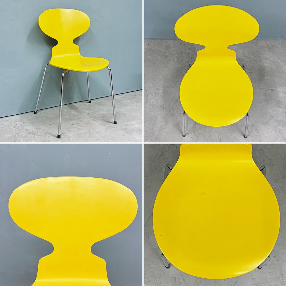 フリッツハンセン Fritz Hansen アントチェア ANT CHAIR 4本脚 イエロー ラッカー仕上げ 2000年製 アルネ・ヤコブセン デンマーク 北欧家具 ◎