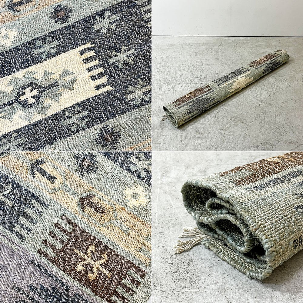 RugRu ラグル NORA RUG ノラ ラグ インド綿 麻 キリムラグ カーペット W200 インド 定価￥52,800- ●