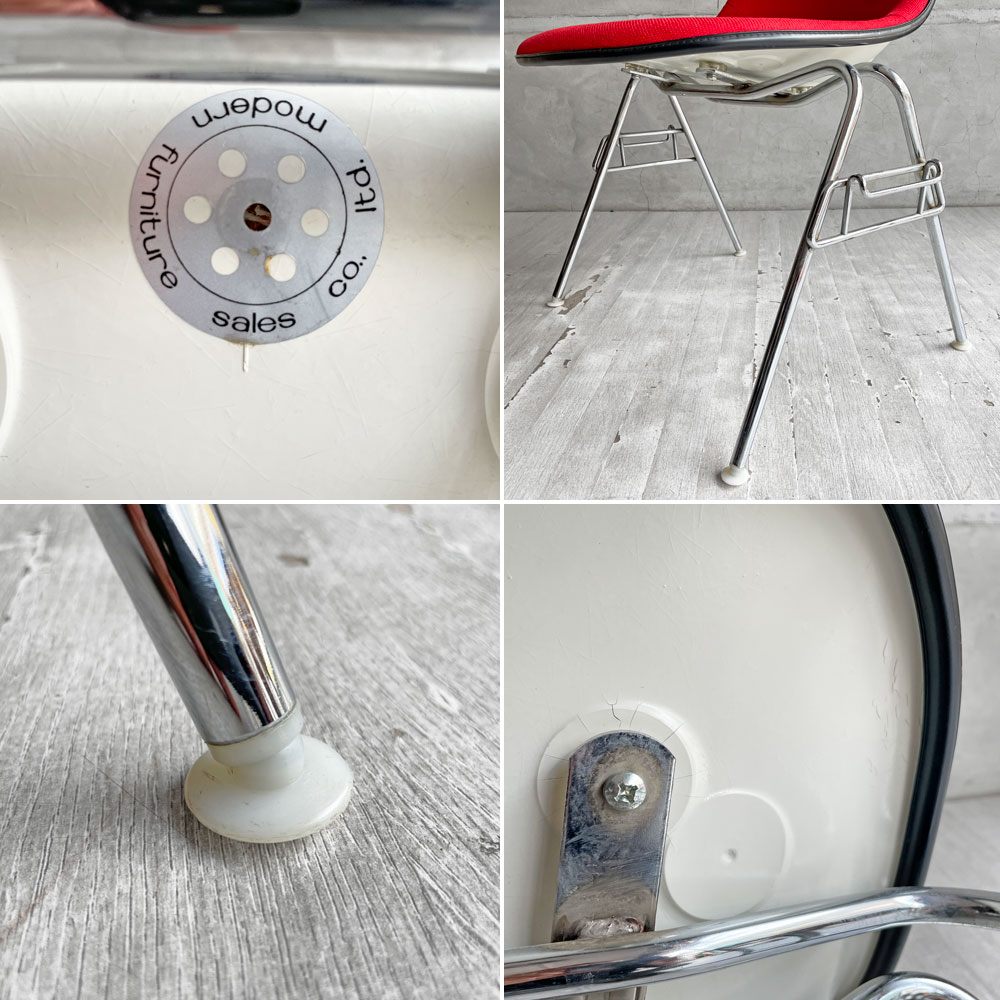 ハーマンミラー Herman Miller モダンファニチャーセールス ビンテージ サイドシェルチェア FRP アプホルスター ファブリック張り替え済み スタッキングベース イームズ ♪