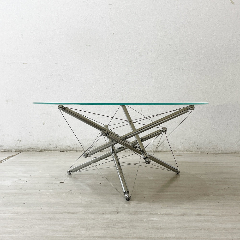 カッシーナイクスシー Cassina ixc. 713 Table ローテーブル センターテーブル クリア×ホワイトガラス ラウンド Φ89cm テオドール・ワッデル Theodore Waddell 廃番 ガラス交換品 ●
