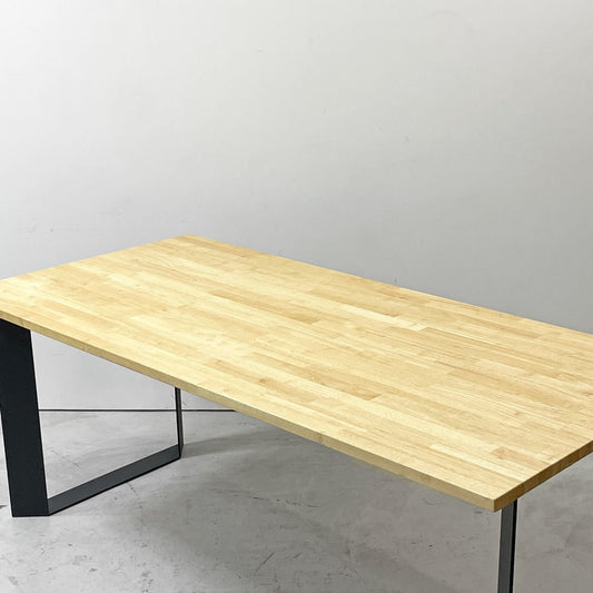 かなでもの KANADEMONO ザ・テーブル THE TABLE デスク ラバーウッド材 Slash_Square脚 ブラックスチール脚 W170 x D80cm ●
