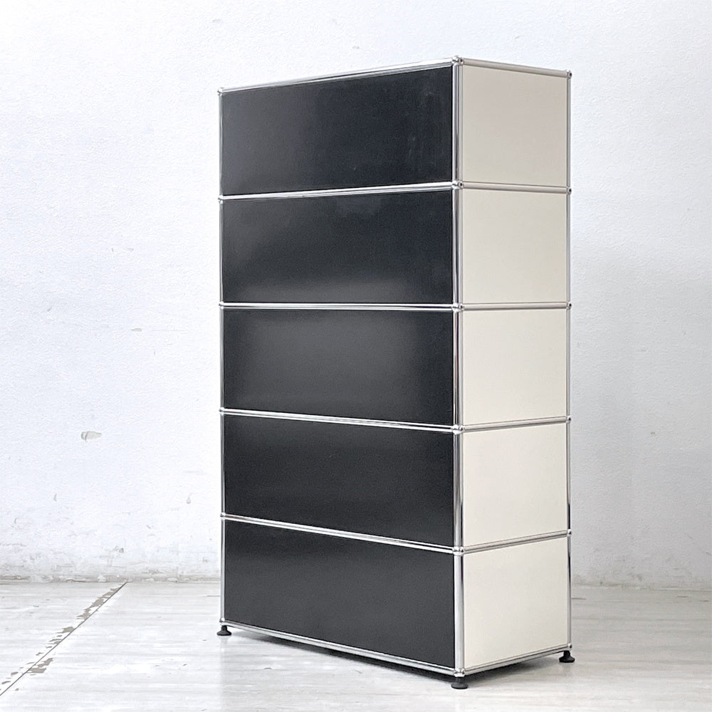 ユーエスエムハラー USMハラー USM Haller キャビネット シェルフ 1列5段 W77×D37×H129cm グラファイトブラック × ピュアホワイト ●