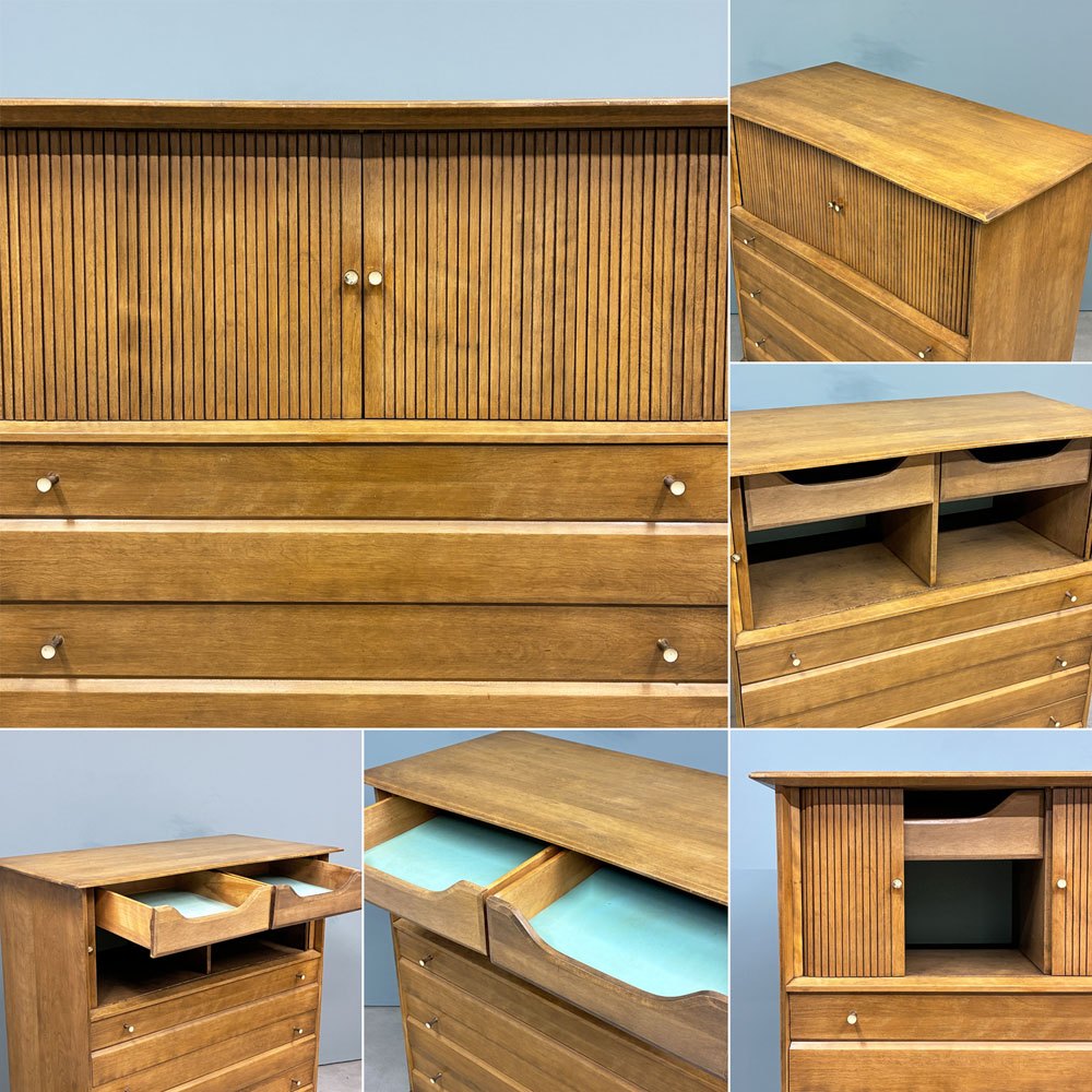 ヘイウッドウェイクフィールド HEYWOOD WAKEFIELD ケイデンス Cadence ハイチェスト キャビネット w104㎝ 蛇腹扉 USビンテージ ◎