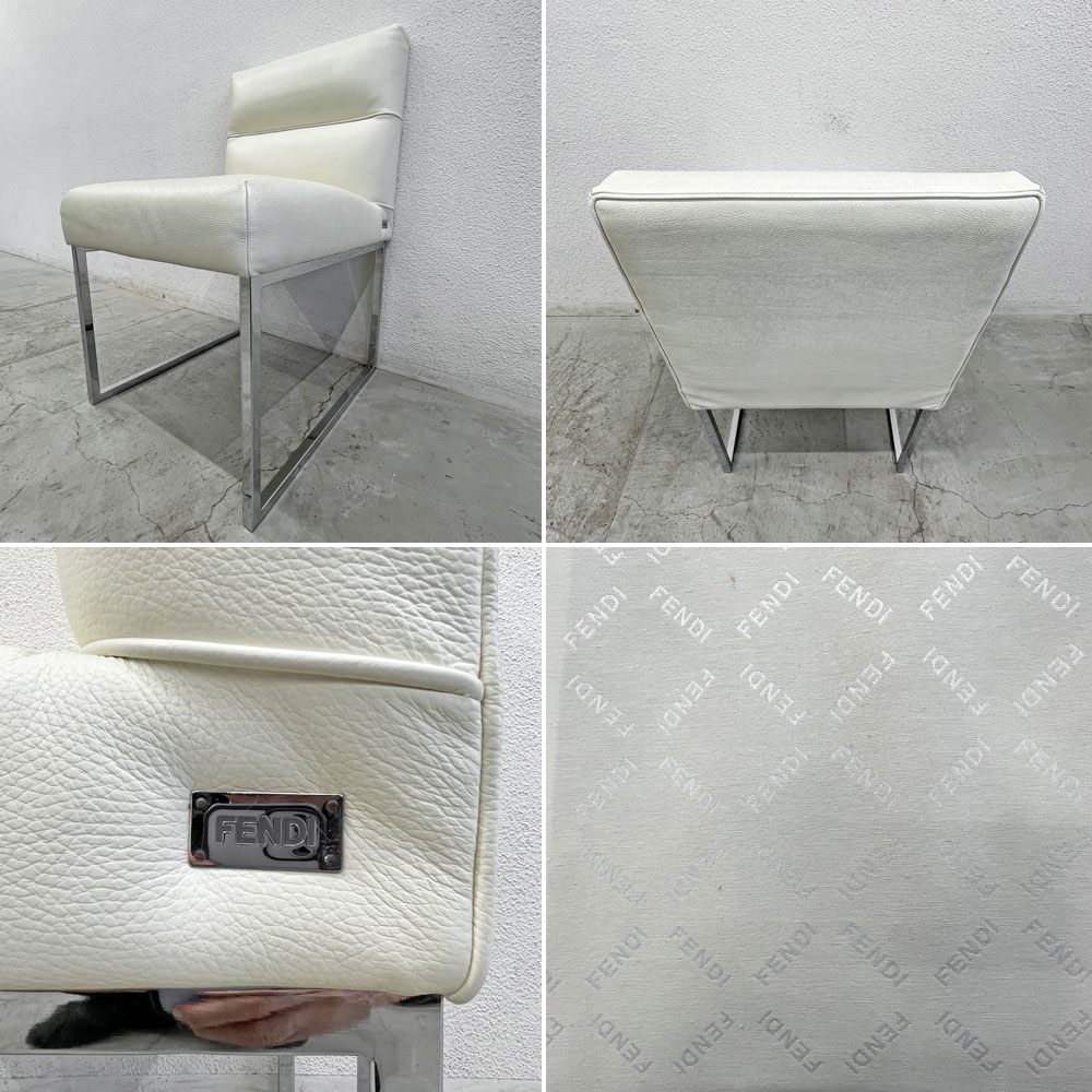 フェンディ・カーサ FENDI CASA エー・ビー・デュアメル AB Duhamel ダイニングチェア 本牛革 オフホワイト 参考価格 約45万～65万の品 A 〓