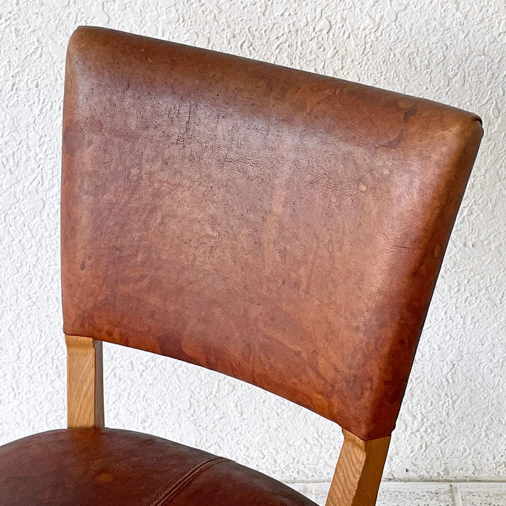 トラックファニチャー TRUCK FURNITURE エスアールチェア SR CHAIR ダイニングチェア ナラ無垢材 本革 ビンテージスタイル A ◇
