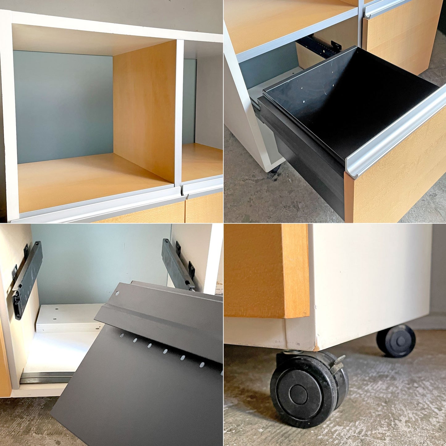 ウィルクハーン Wilkhahn ミナモ Minamo ファイリングシェルフ Filing Shelf 2ドロワー 2列2段 ビーチ材 アルミフレーム アクリルパネル キャスター仕様 コクヨ取扱い ■