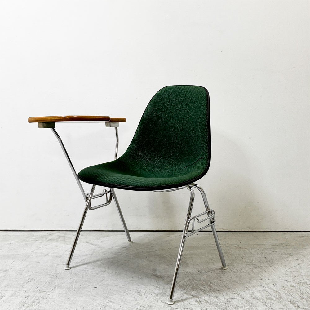 ハーマンミラー Herman Miller サイドシェルチェア セカンド 2nd ビンテージ アプホルスター スクールベース スタッキングベース 肘掛けテーブル付 イームズ ミッドセンチュリー F ●