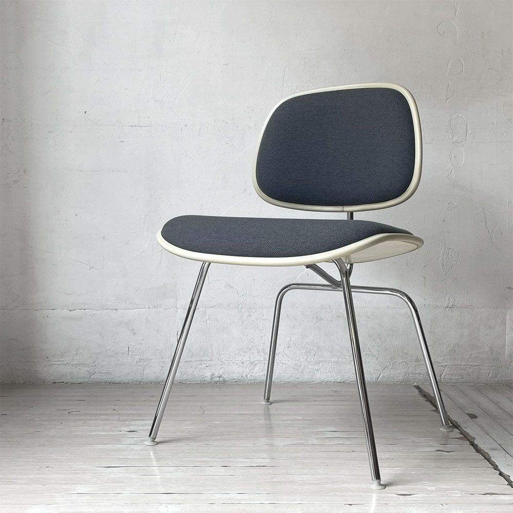 ハーマンミラー Herman Miller ツーピースプラスチックチェア Two Piece Plastic Chair DCM ホワイト グレー ファブリック張替済 ビンテージ イームズ 希少 ★