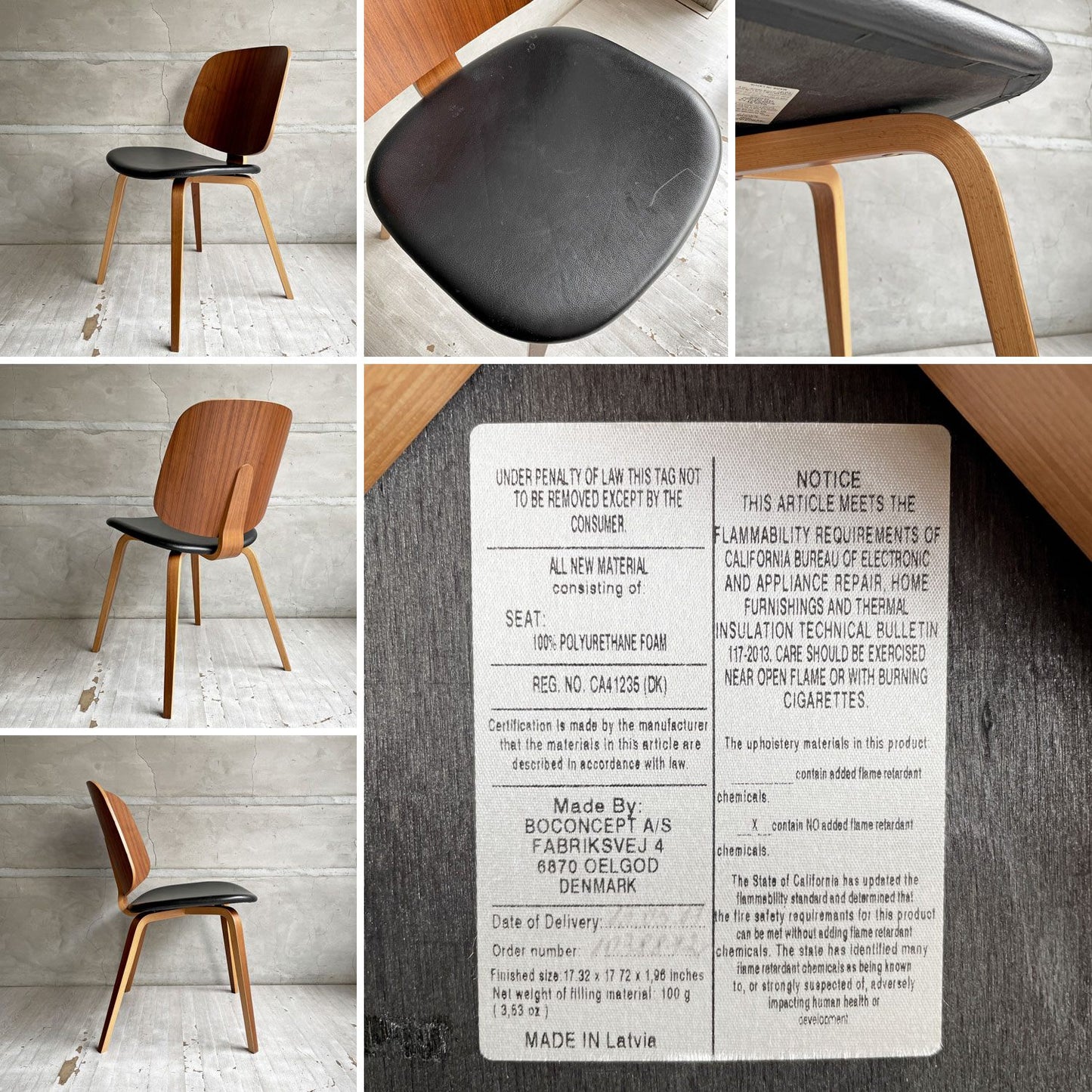 ボーコンセプト BoConcept オーフス Aarhus ダイニングチェア ウォールナット材 プライウッド PVCレザー デンマーク 北欧モダン 廃番 B  ♪