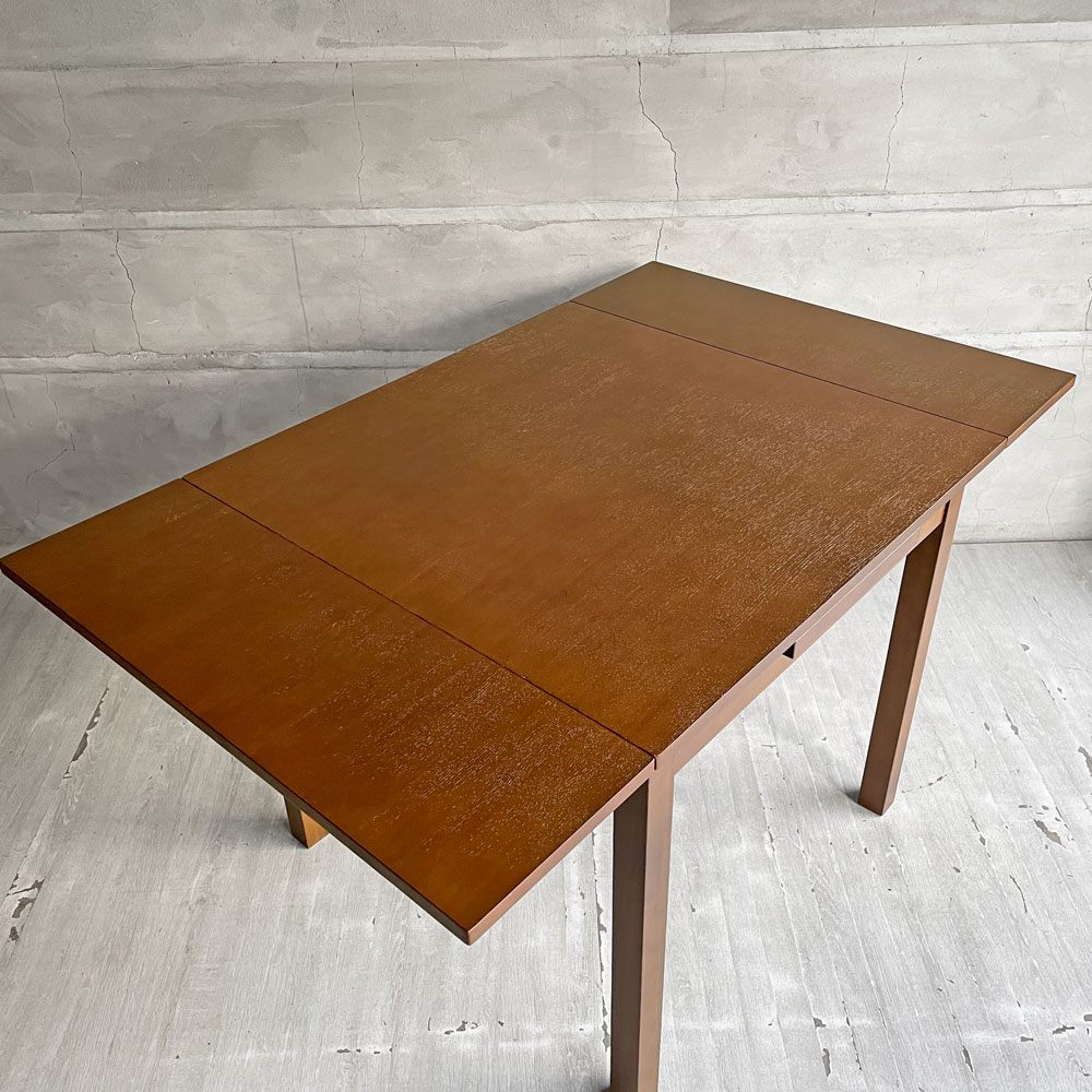 無印良品 MUJI 伸長式 ダイニングテーブル EX  エクステンションテーブル タモ材 ブラウン  W80-105-130cm 廃番