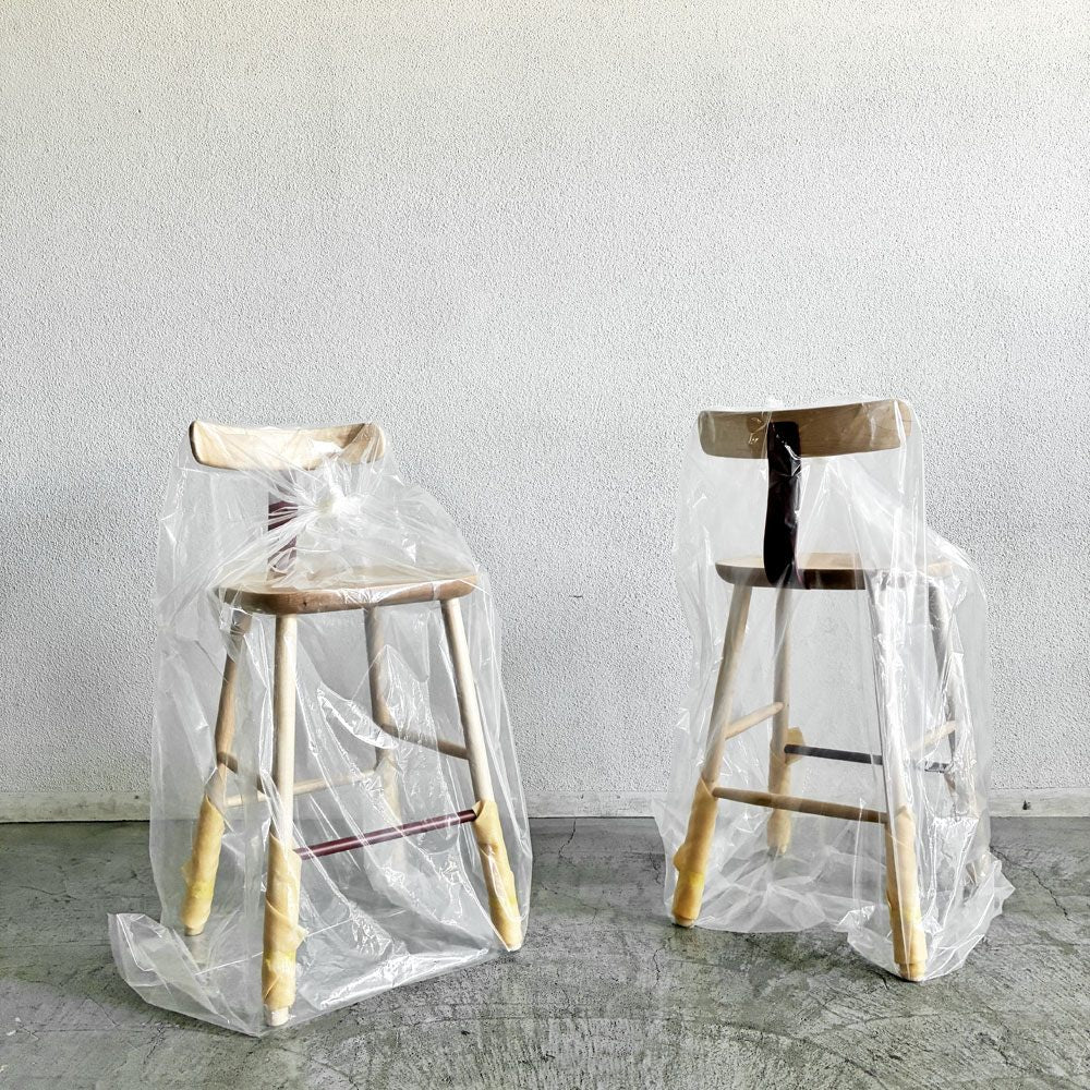 マルニコレクション MARUNI COLLECTION ティーアンドオー T&O T2 バースツール Mid メープル材 レッドスチール 座高64cm ジャスパー・モリソン マルニ木工 定価￥95,700- 未使用保管品 A 〓