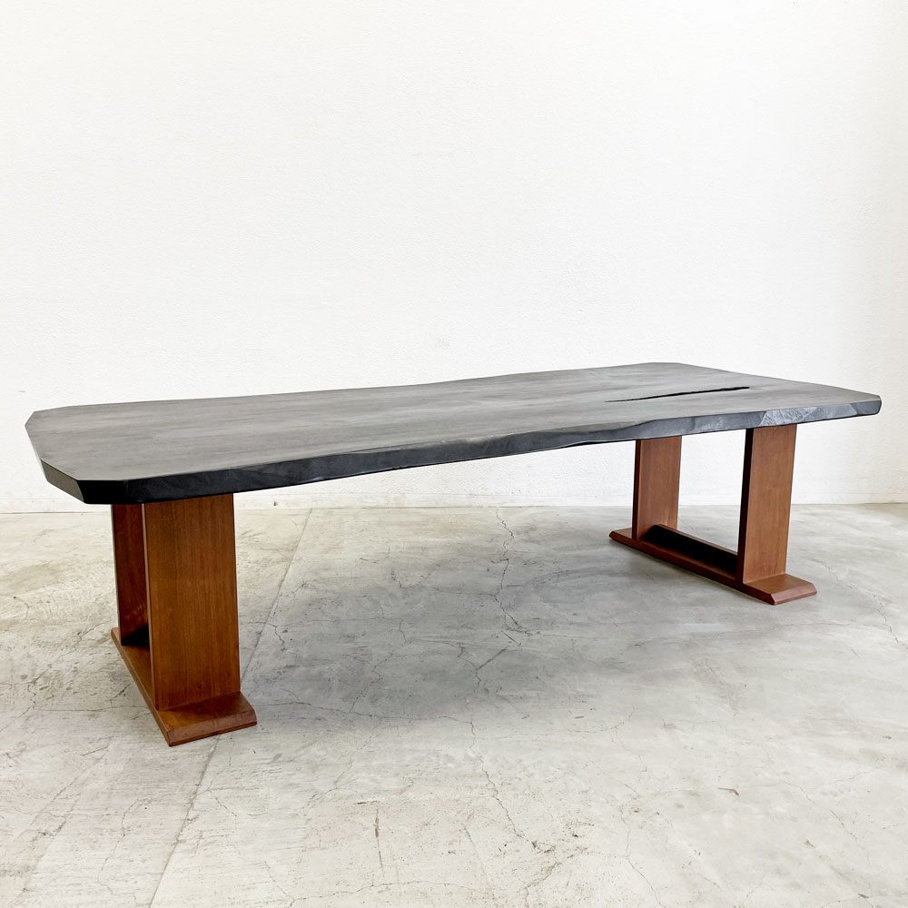 BC工房 ダイニングテーブル LDテーブル 無垢材 一枚板 節  W240cm 天板厚約5cm 和モダン オーダー品 クラフト家具 店舗什器 〓