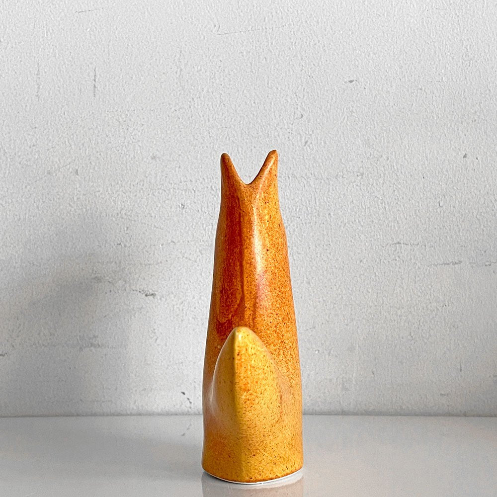 鹿児島睦 Makoto Kagoshima エンリトゥンヴァン En Liten Van きつね FOX ブラウン フラワーベース オブジェ 陶器 Keramikstudion 北欧 スウェーデン 現代作家 ■