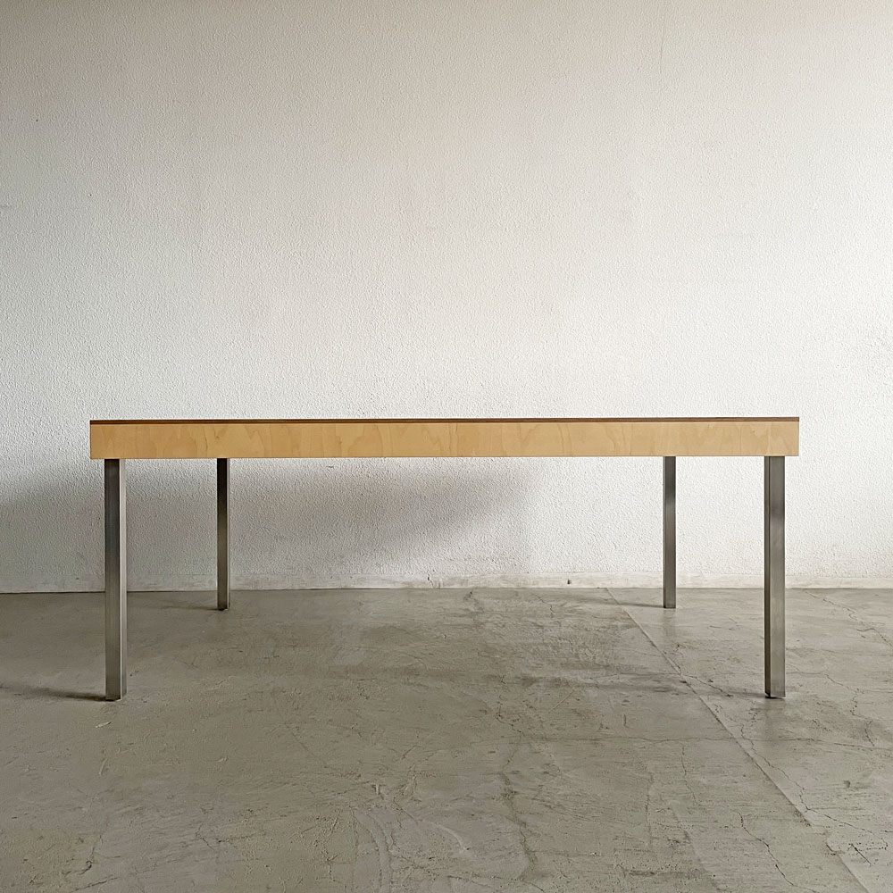 オーダーファニチャー 木製天板×鉄脚 ワークテーブル ダイニングテーブル ミーティングテーブル W180cm PLAT 上林剛典 インダストリアルスタイル 〓