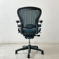 ハーマンミラー Herman Miller アーロンチェア Bサイズ ランバーサポート フル装備 グラファイトベース グリーン系 ビル・スタンフ ＆ ドン・チャドウィック 現状品 ●