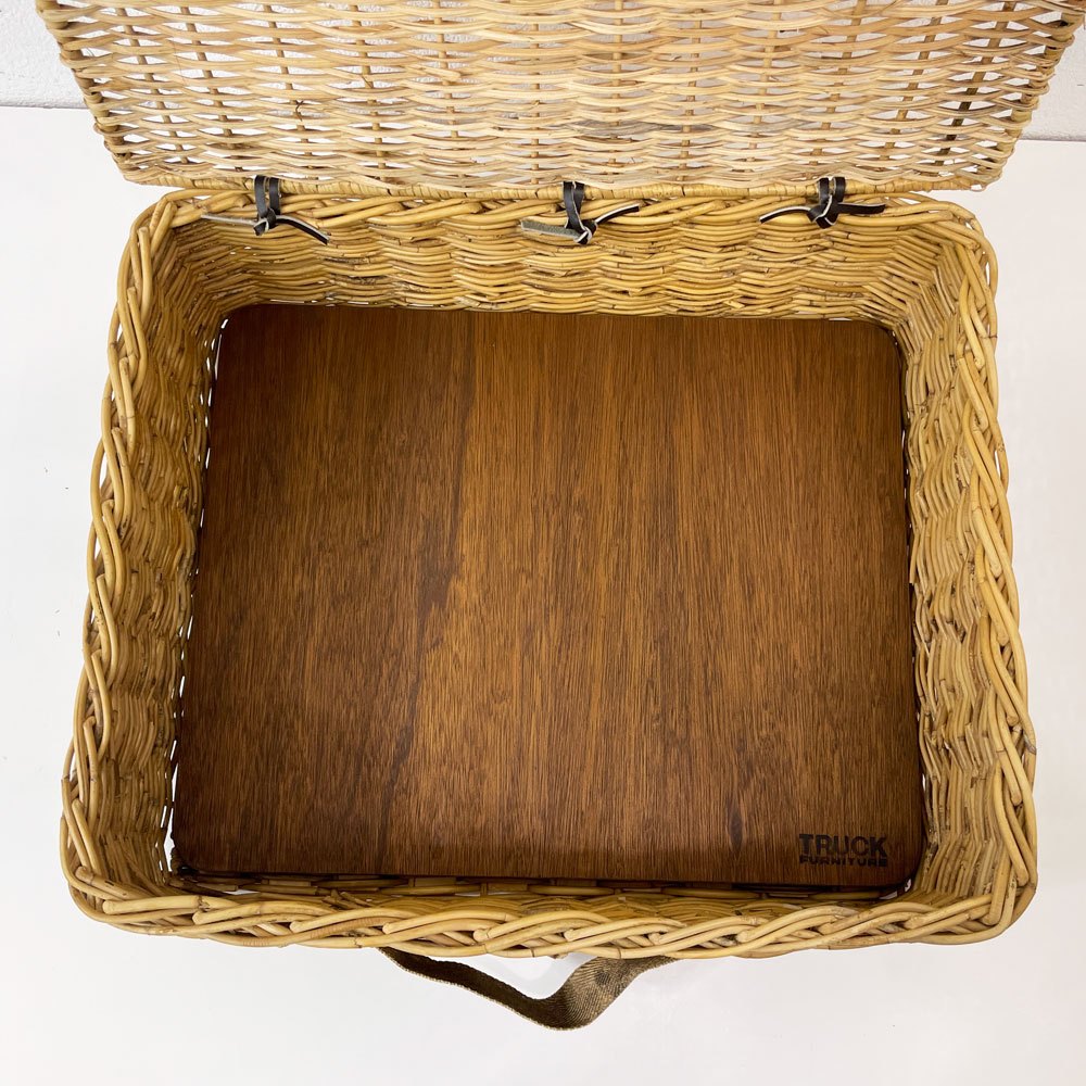 トラックファニチャー TRUCK FURNITURE RT バスケット RT BASKET RTB-4 フタ付き ラタン 布持ち手 底板 定価26,400円 ●