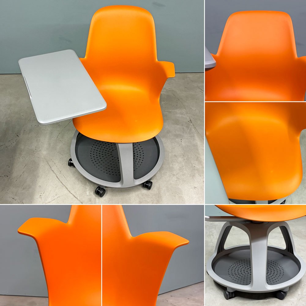 スチールケース Steelcase ノード node ミーティングチェア オフィスチェア シトロン 可動式サイドテーブル＆キャスター付き ◎