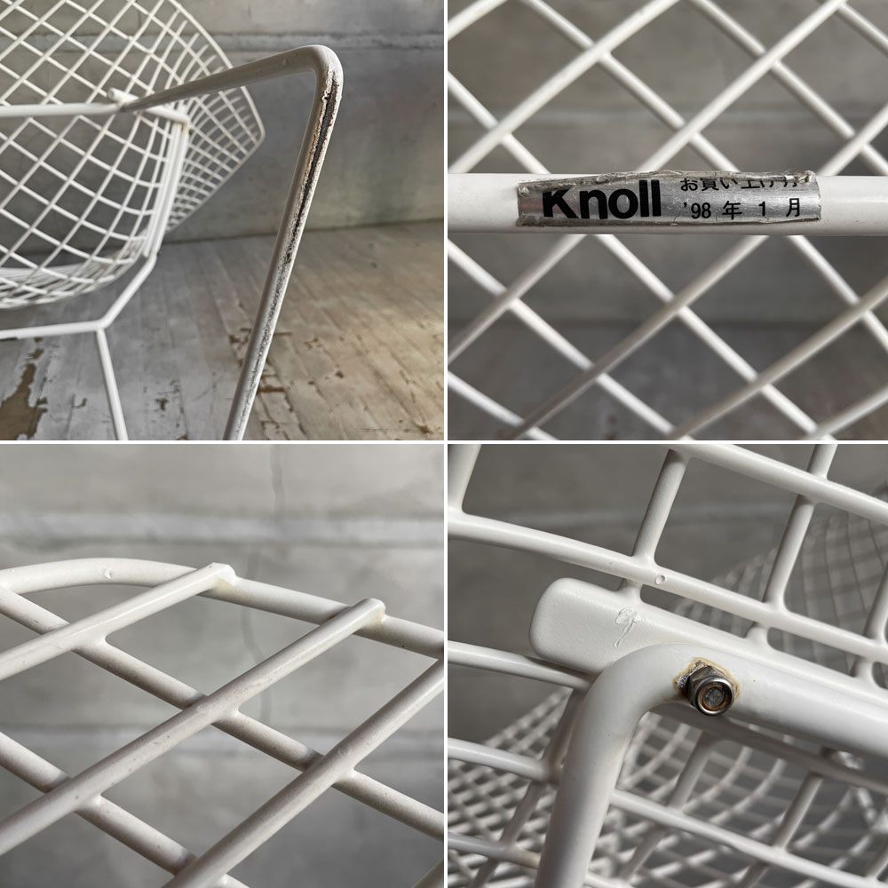 ノル Knoll ビンテージ ダイヤモンドチェア Diamond Chair ハリー・ベルトイア Harry Bertoia ホワイトフレーム ミッドセンチュリー ♪