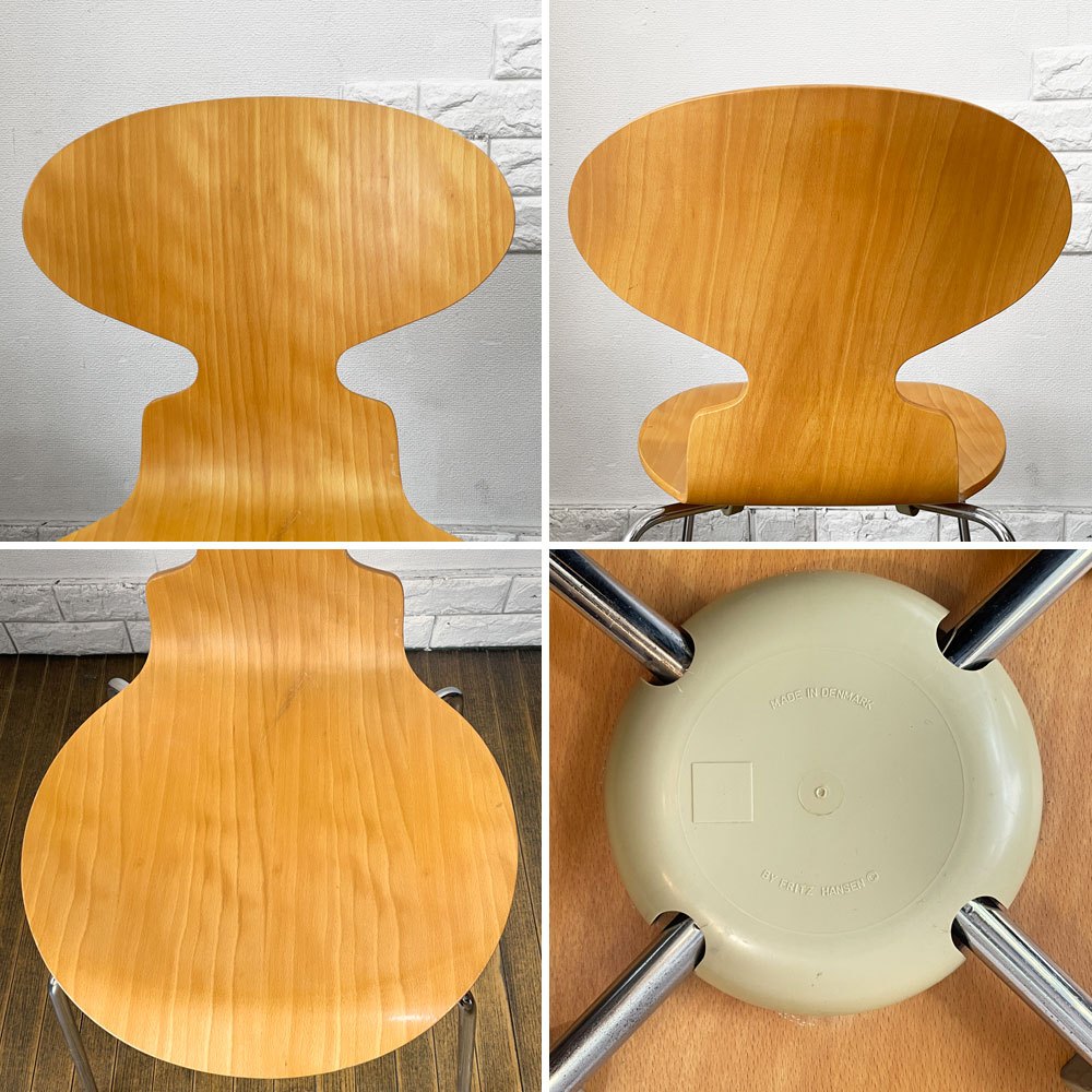 フリッツハンセン Fritz Hansen 3101 アリンコチェア アントチェア 4本脚 ナチュラルビーチ ラッカー仕上げ フェルトグライズ アルネ・ヤコブセン D ◎