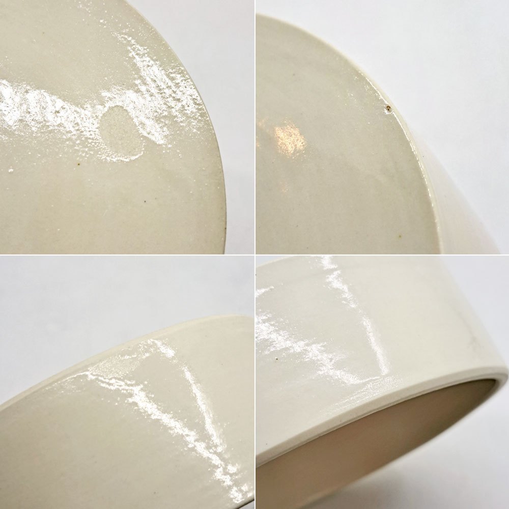 岩田哲宏 台皿 コンポート皿 半磁器 白 透明釉 Φ12cm 現代作家 ●