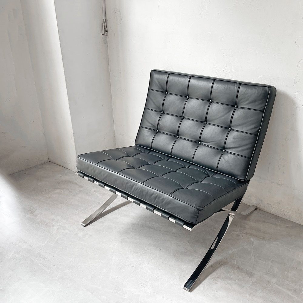 ミース・ファン・デル・ローエ バルセロナチェア Barcelona Chair リプロダクト品 ESQ 本革 1シーターソファ モダンデザイン ミッドセンチュリー ★